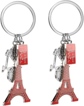 2pcs Eiffel Tower Keychain Bulk Large Eiffel Tower Decor Keychain Set Key Charm Keyring Metal Pendant Ornament for Bag Accessory, Golden, 10.00X3.50X0.20CM