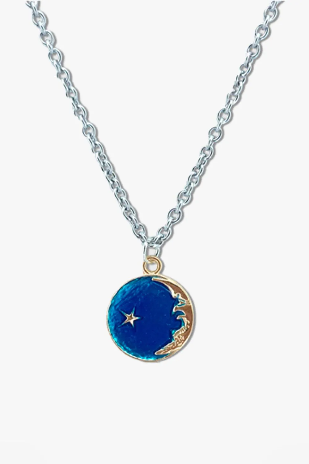 Artsy Moon and Star Pendant Necklace