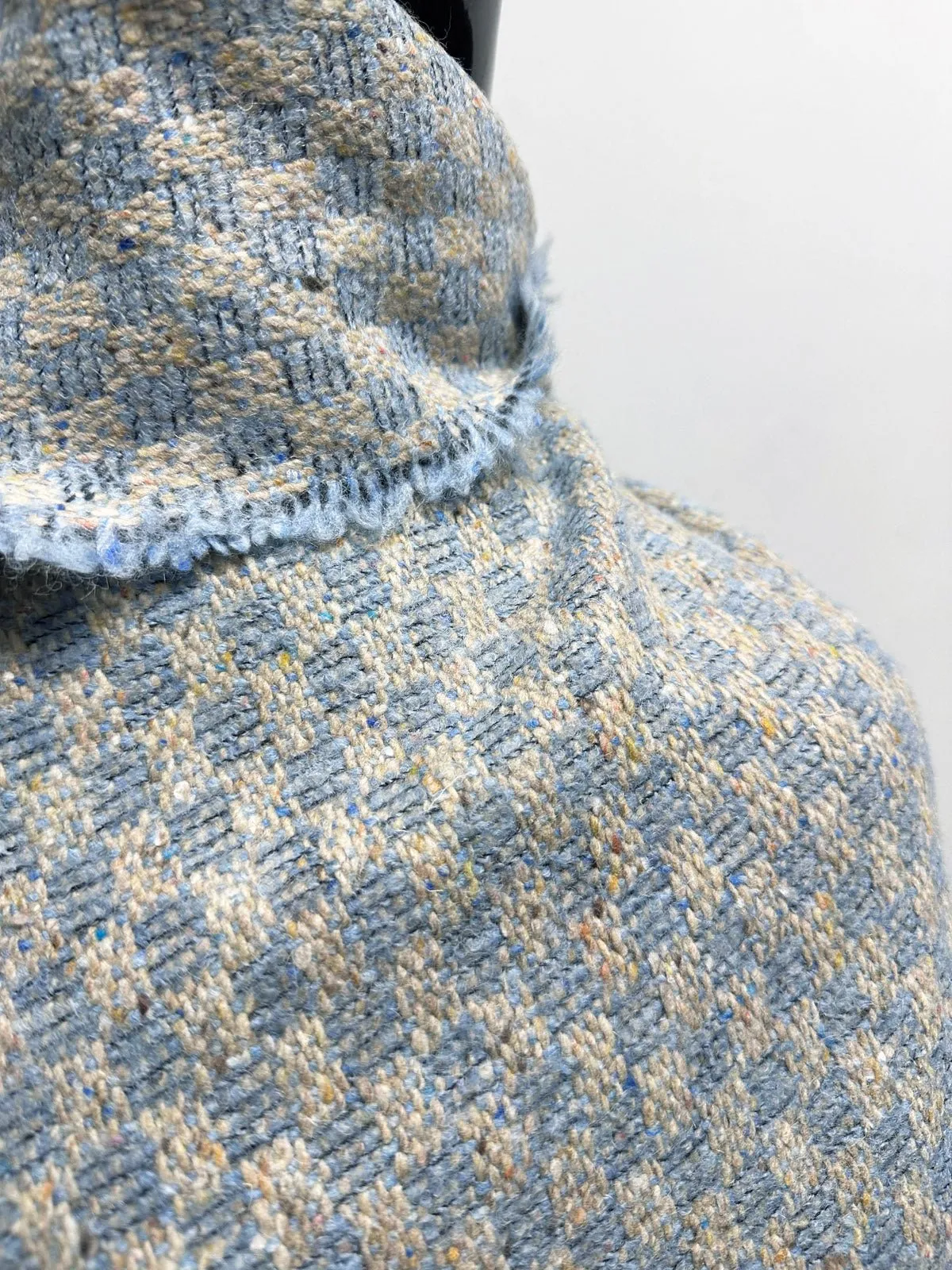 Baby Blue Flecked Checkerboard Wool