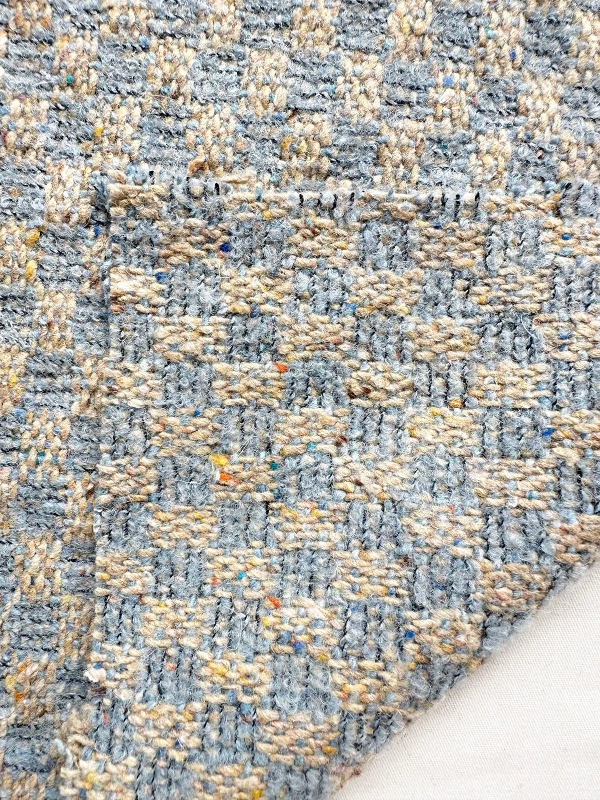Baby Blue Flecked Checkerboard Wool