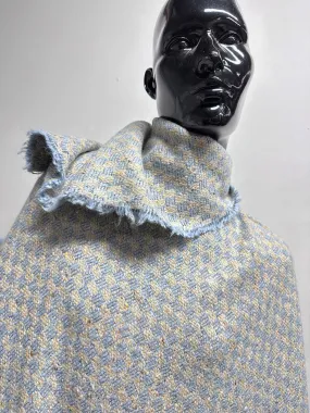 Baby Blue Flecked Checkerboard Wool