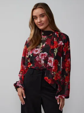 Balloon Sleeve Floral Print Blouse
