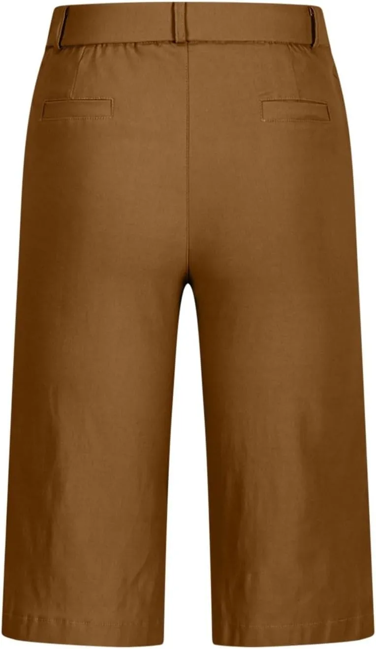 Bermuda Shorts for Women Knee Length Casual High Waisted Chino Shorts with Pockets 2025 Work Comfy Straight Leg Outfits