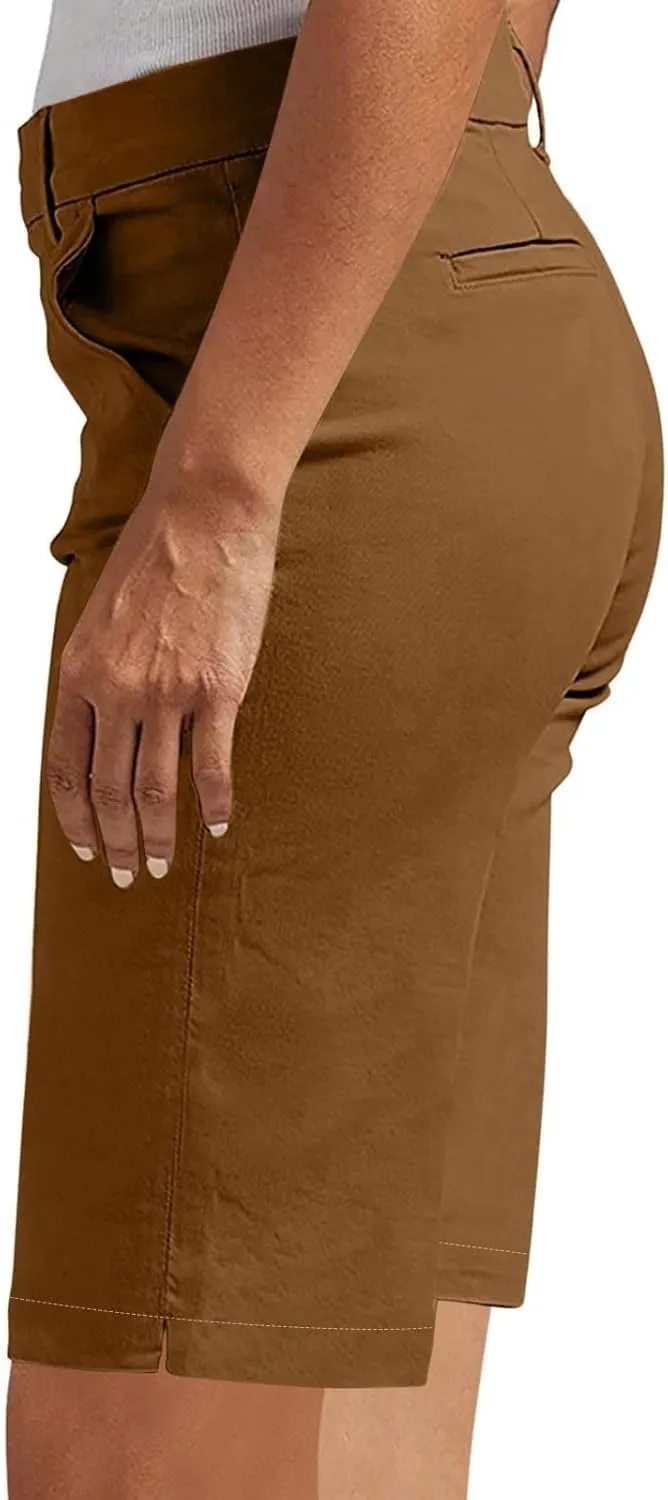 Bermuda Shorts for Women Knee Length Casual High Waisted Chino Shorts with Pockets 2025 Work Comfy Straight Leg Outfits