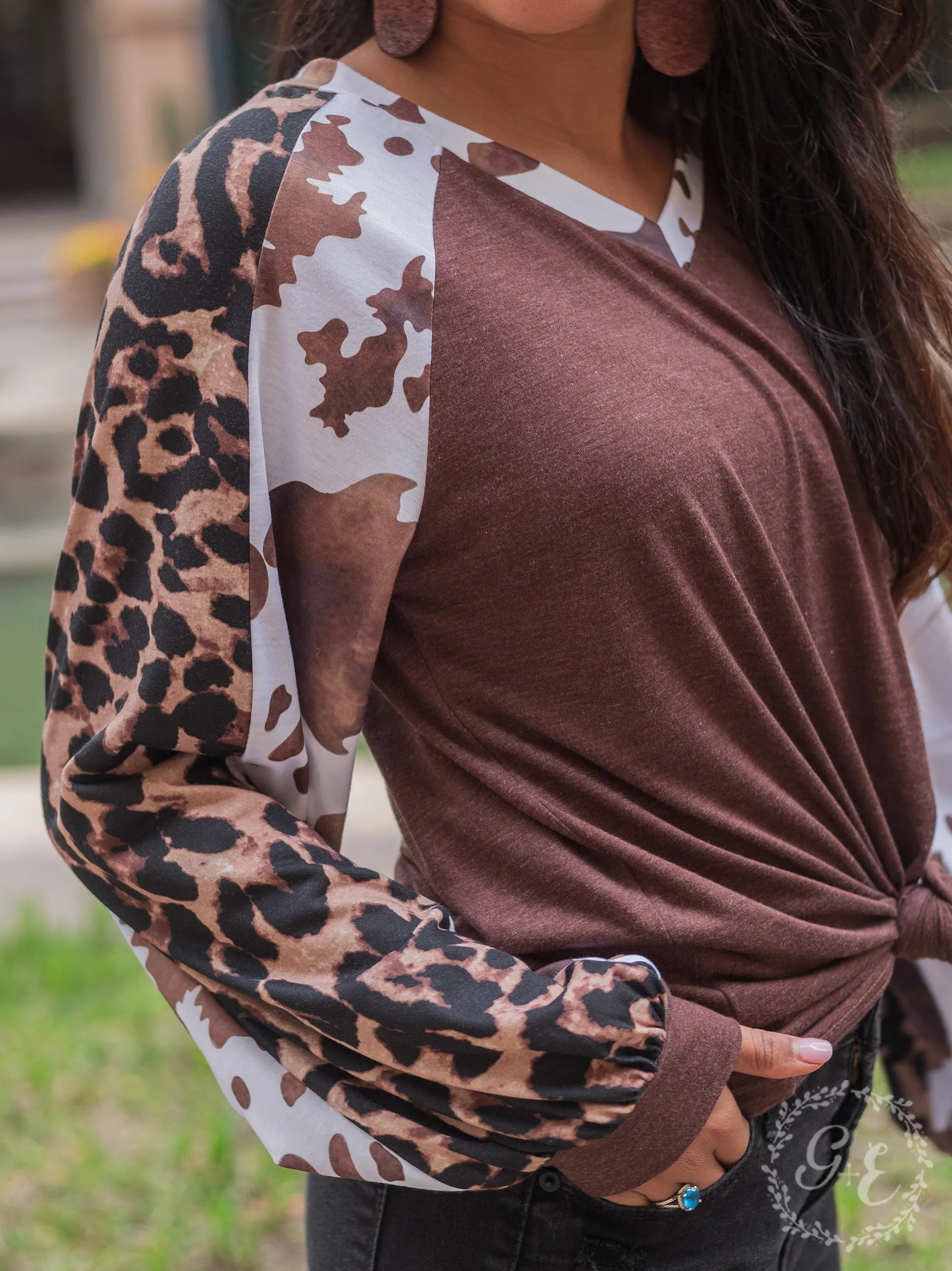 Best of Both Sides Raglan Balloon Long Sleeve with V Neck