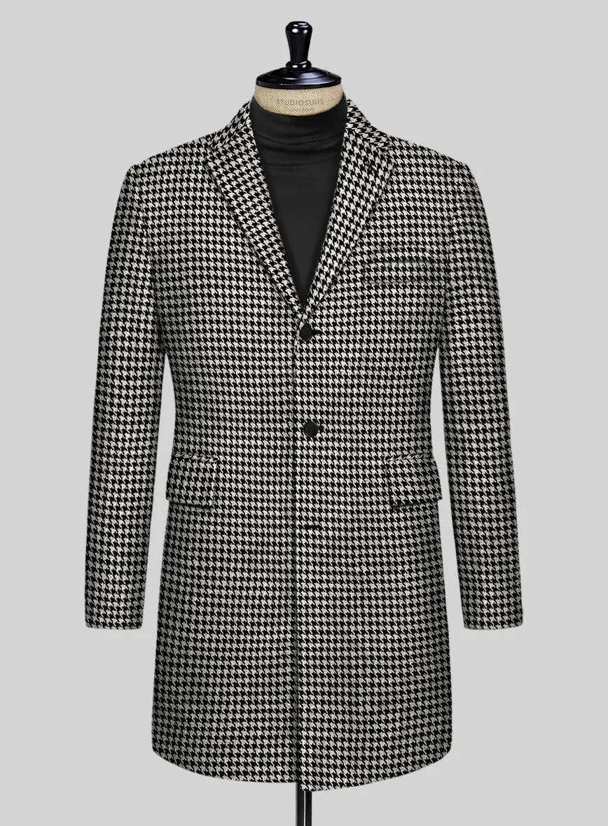 Big Houndstooth BW Tweed Overcoat