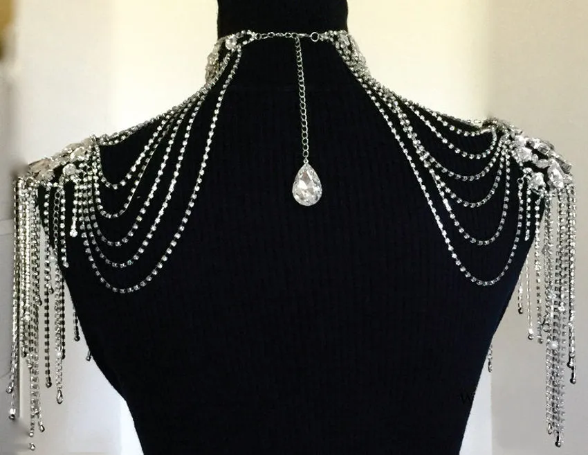 Bling Brides Gorgeous  bling crystal Rhinestone shoulder chain, Wedding Bridal Choker Jewelry