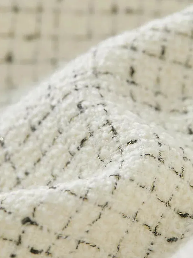 Braided-Trim Wool-Blend Tweed in Ivory