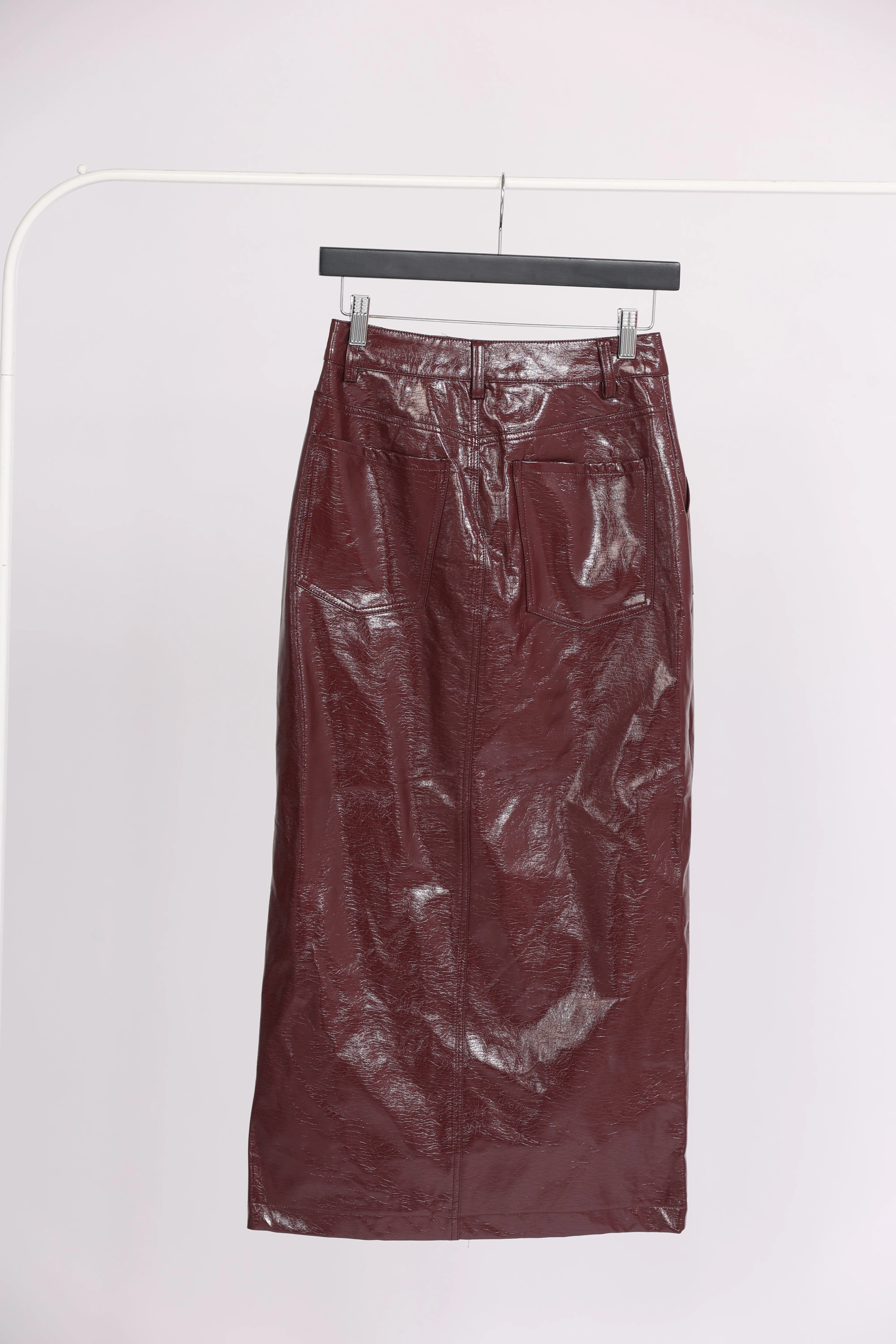 BURGUNDY LEATHER SKIRT