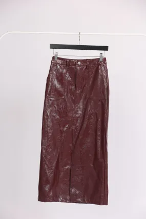 BURGUNDY LEATHER SKIRT
