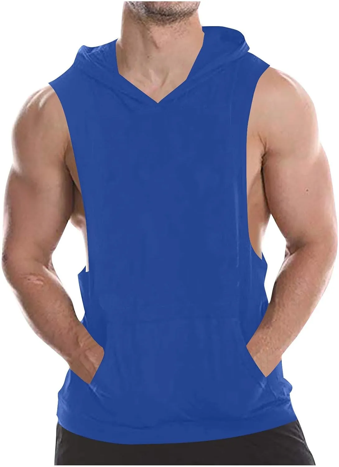 Cambkatl Men's Loose Summer Cut Off Hooded Tank Tops Casual Sleeveless Muscle Shirts Workout Bodybuilding Gym Tees