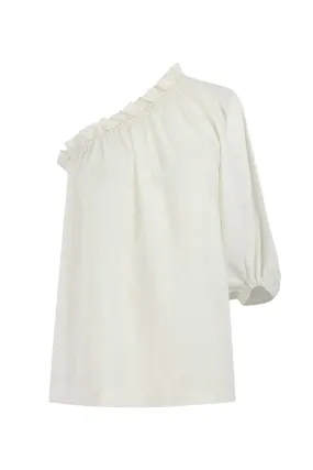 CAPRI WHITE LINEN ONE SLEEVE TOP
