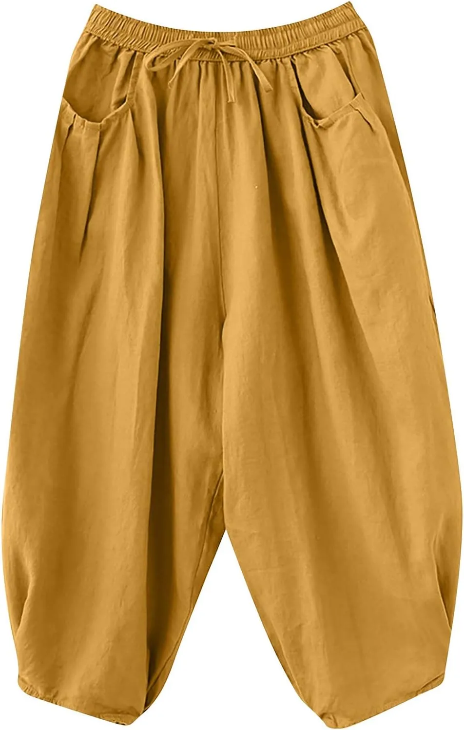 Ceboyel Womens Cotton Linen Harem Pants Drawstring Elastic Waist Summer Trouser Casual Baggy Pants Boho Beach Clothes 2023