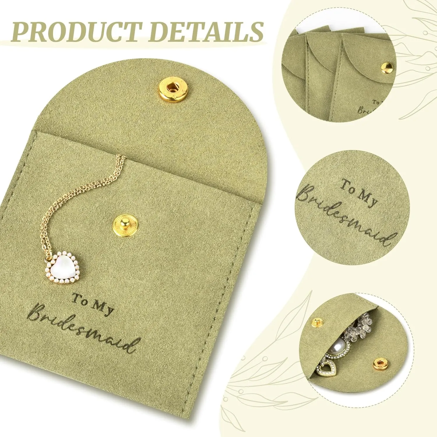 CEELGON Jewelry Bags Bridesmaid Gifts Set of 8 Velvet Small Jewelry Pouch with Button Bracelet Earring Necklace Packaging Bridesmaid Proposal Gift Bags Bridal Party Favors Gifts (Green)