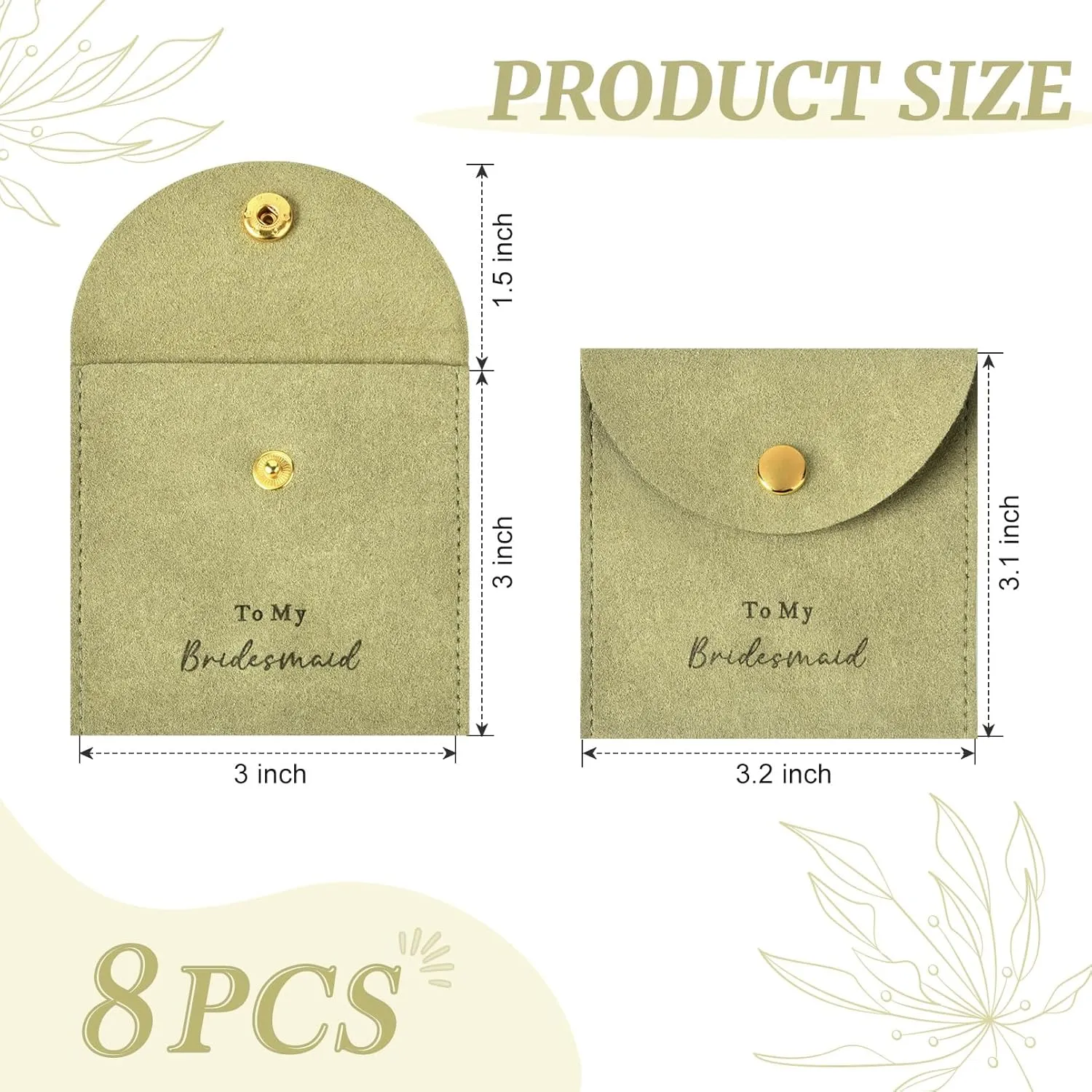 CEELGON Jewelry Bags Bridesmaid Gifts Set of 8 Velvet Small Jewelry Pouch with Button Bracelet Earring Necklace Packaging Bridesmaid Proposal Gift Bags Bridal Party Favors Gifts (Green)