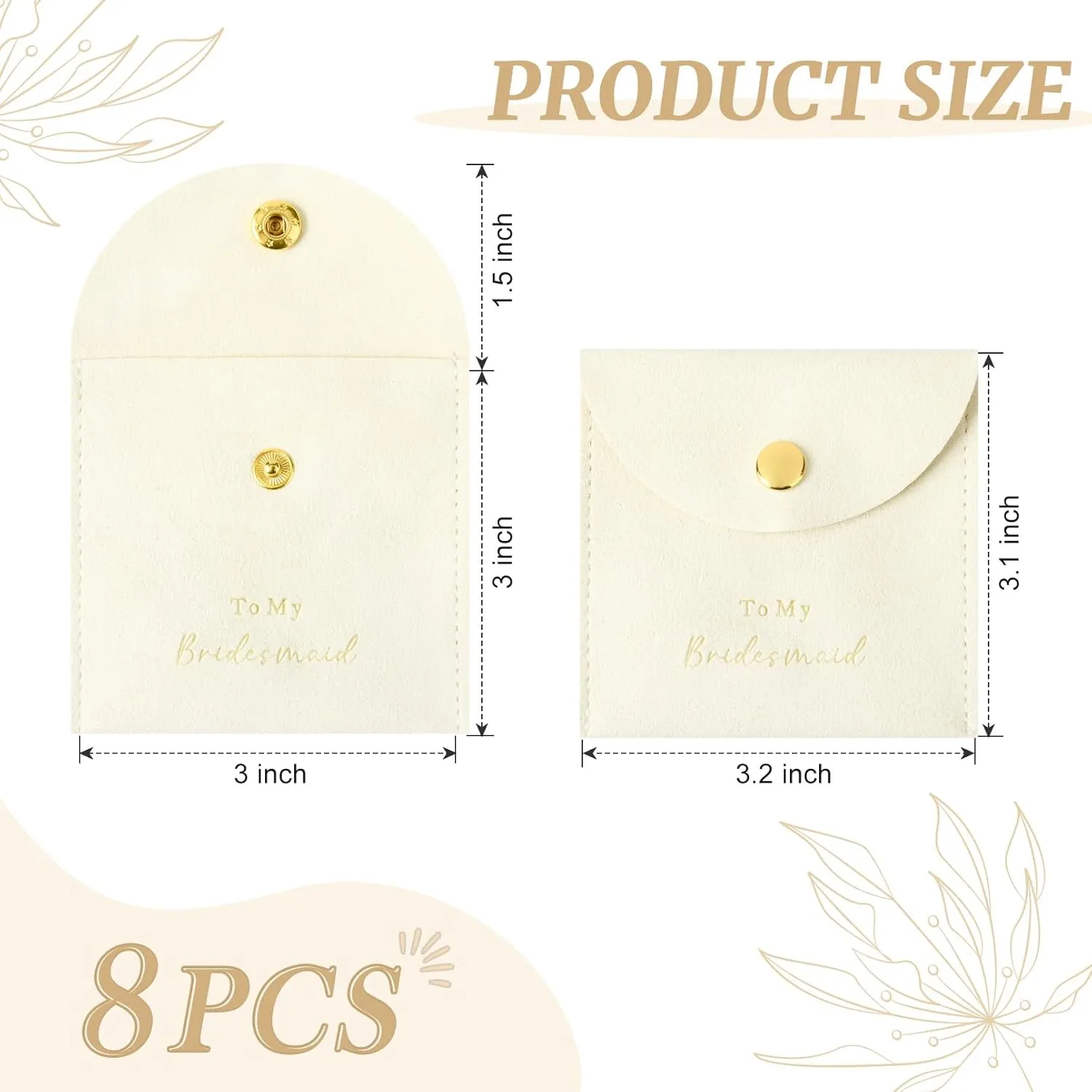 CEELGON Jewelry Bags Bridesmaid Gifts Set of 8 Velvet Small Jewelry Pouch with Button Bracelet Earring Necklace Packaging Bridesmaid Proposal Gift Bags Bridal Party Favors Gifts (Ivory)