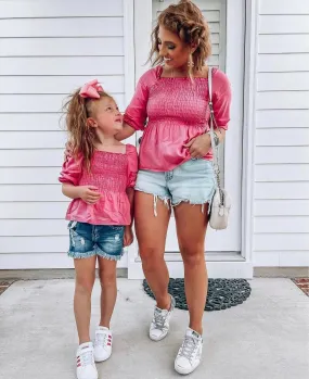 Cherry Pink Mommy and Me Matching Tops