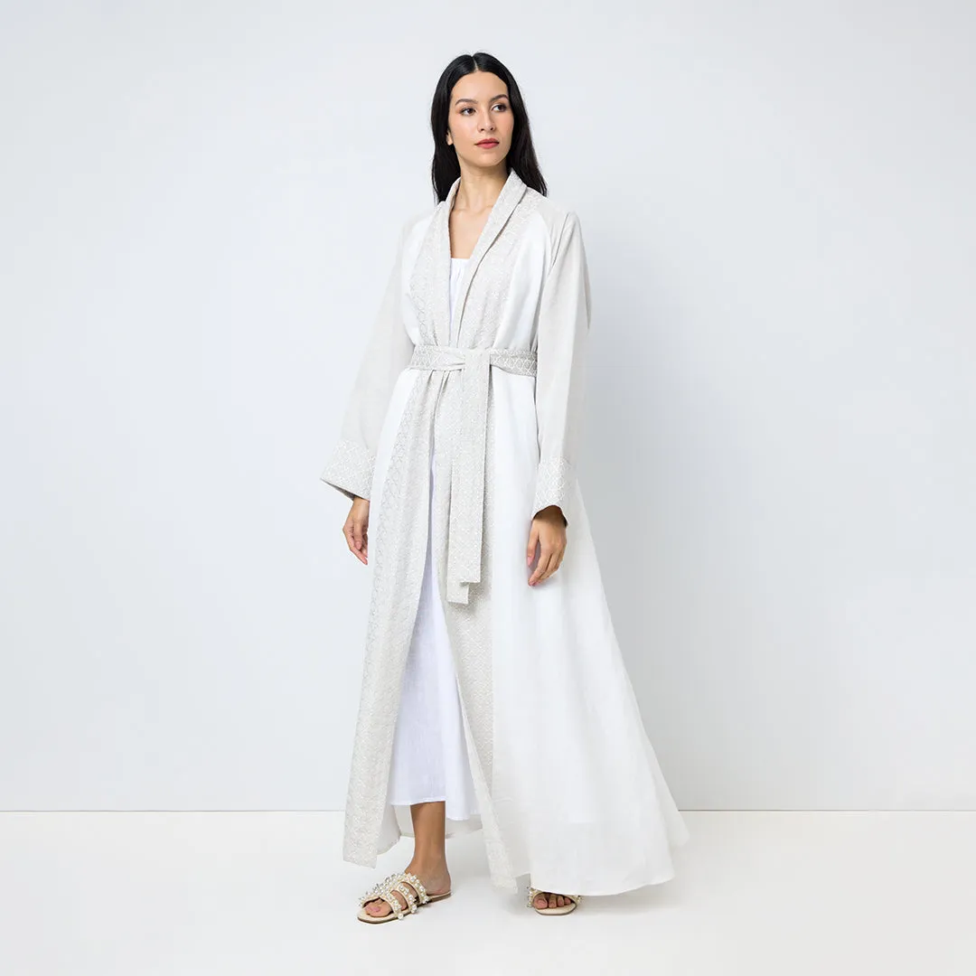 Choice Embroidered Print Kimono Outerwear Offwhite