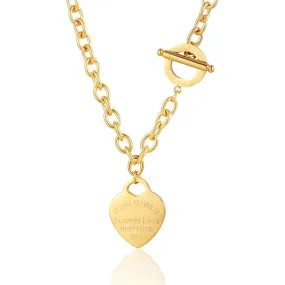 Classic Carve Forever Love Heart Pendant Necklace For Women