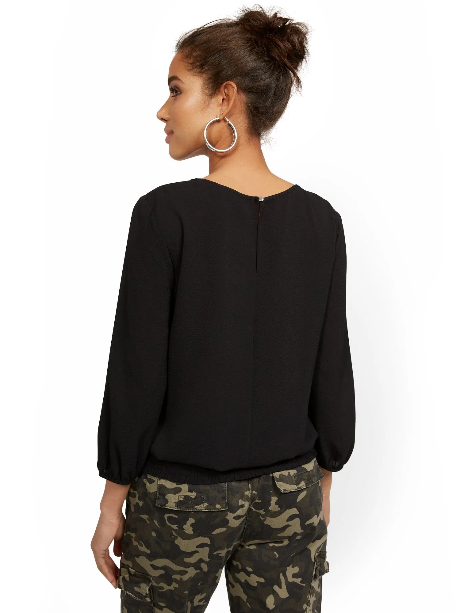Crisscross V-Neck Blouse