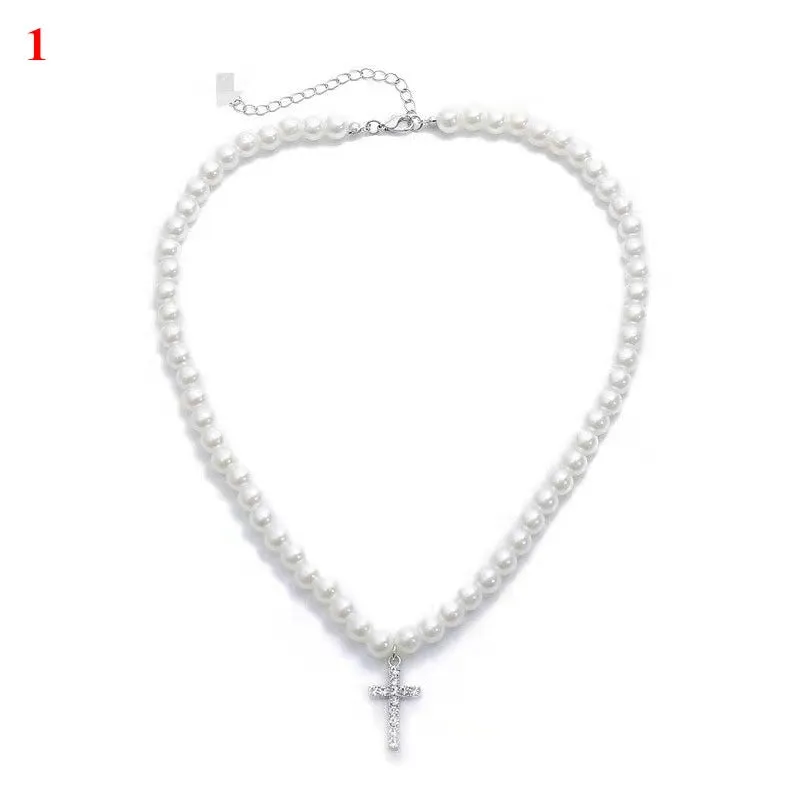 Cross Pendant Pearl Necklace