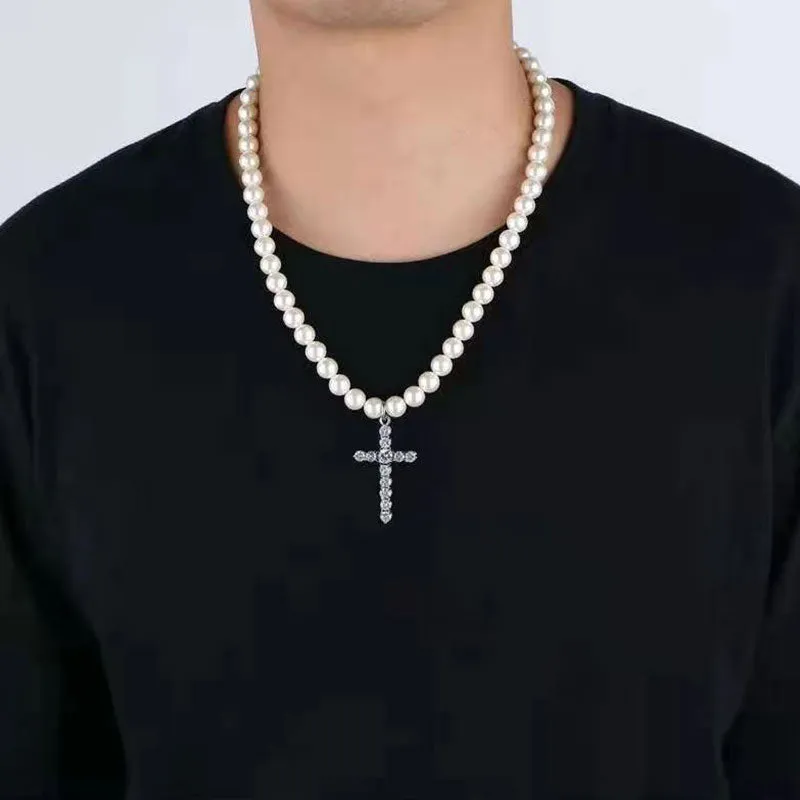 Cross Pendant Pearl Necklace