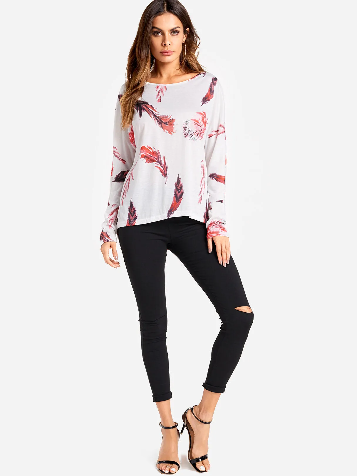 Custom Crew Neck Long Sleeve White T-Shirts
