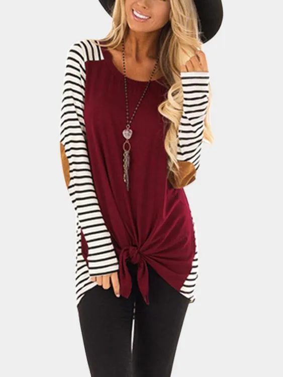 Custom Round Neck Tie-Up Long Sleeve T-Shirts