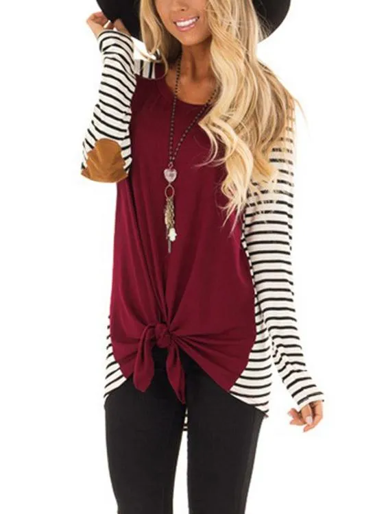 Custom Round Neck Tie-Up Long Sleeve T-Shirts