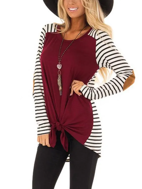 Custom Round Neck Tie-Up Long Sleeve T-Shirts