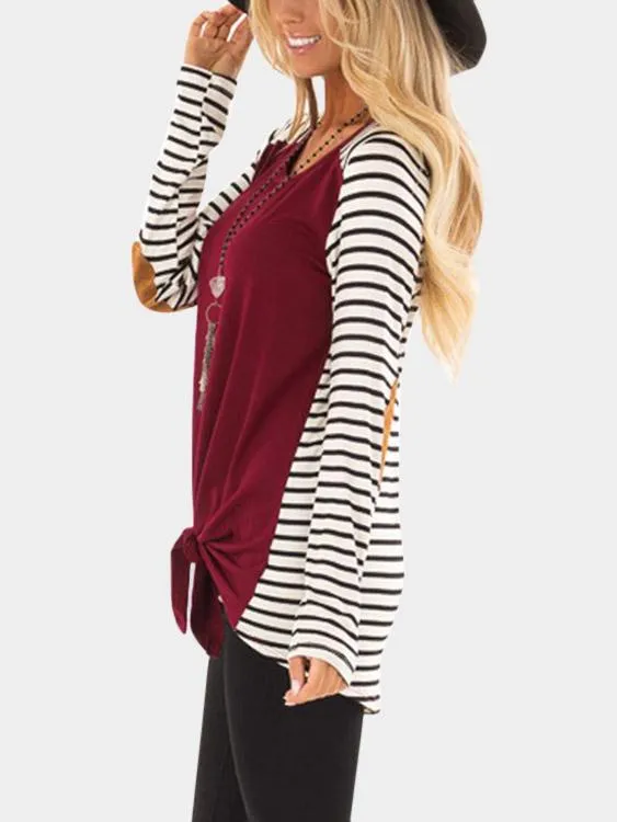 Custom Round Neck Tie-Up Long Sleeve T-Shirts