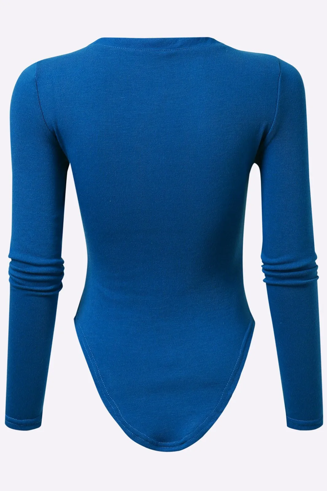Custom Sexy V-Neck Button Details Curved Hem Top