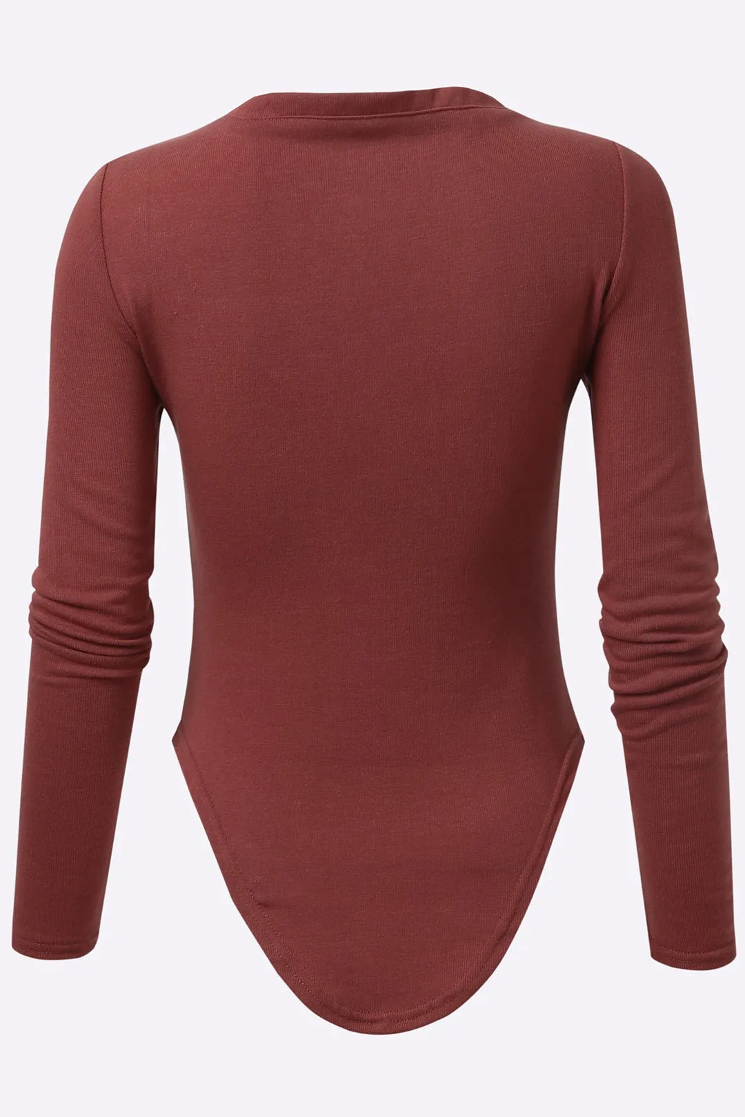 Custom Sexy V-Neck Button Details Curved Hem Top