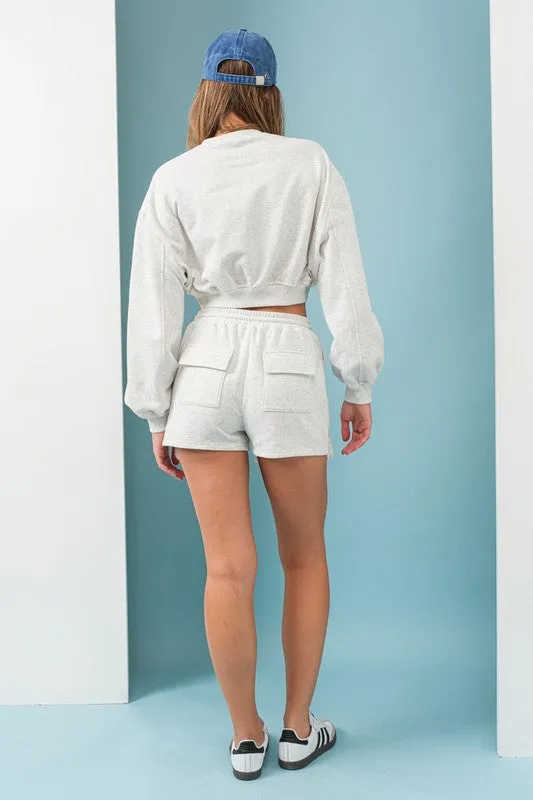 Emilia Cropped Balloon Sweatshirt And Shorts
