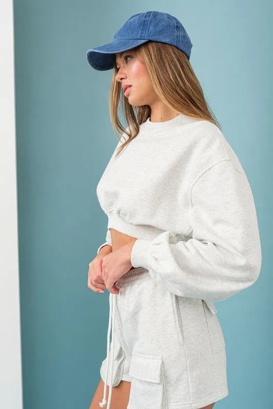 Emilia Cropped Balloon Sweatshirt And Shorts