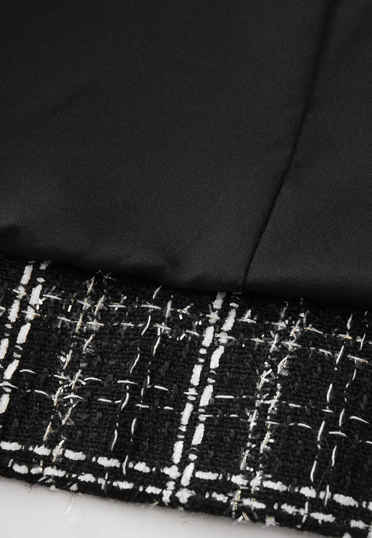Frayed-trim Embellished-button Checked Top