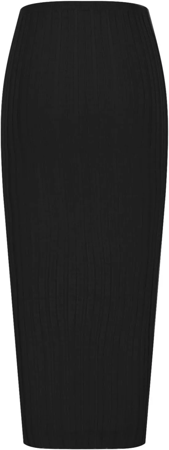 FZYLQY Women Solid Knitted Long Maxi Skirt Slim Stretch Midi Skirt Strapless Bodycon Beach Cover Up Sundress Party Dress