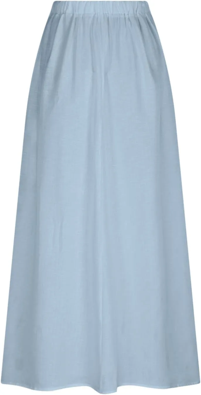 FZYLQY Women's Elastic High Waist Long Skirts Plus Size Casual Loose Skirts with Pockets Pleated A-Line Swing Skirt Dress