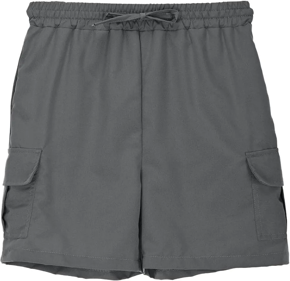 Girls Cargo Shorts Loose Casual Solid Drawstring Long Bermuda Shorts Knee Length Wide Leg Short Pants with Pockets
