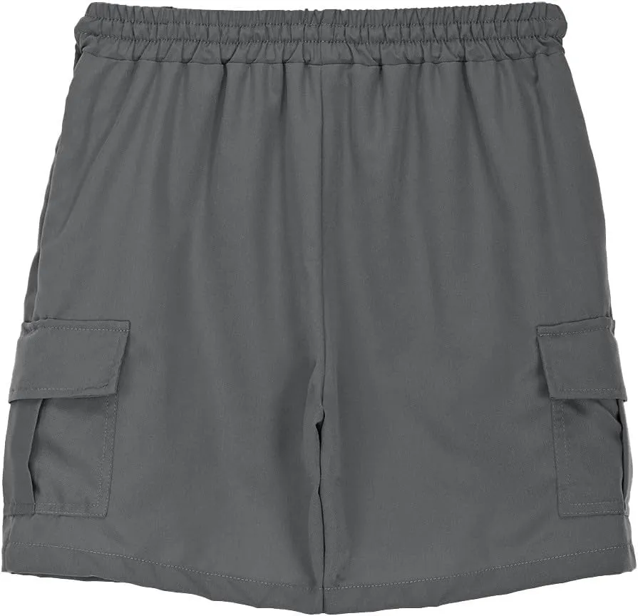Girls Cargo Shorts Loose Casual Solid Drawstring Long Bermuda Shorts Knee Length Wide Leg Short Pants with Pockets