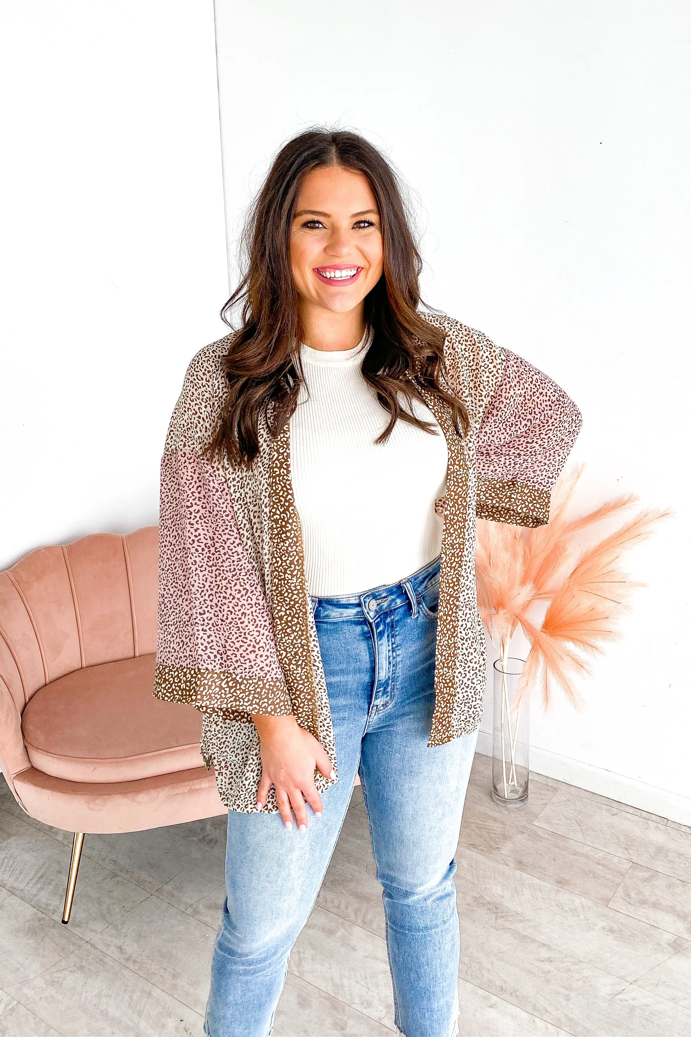 Gracie Leopard Blocked Belted Kimono