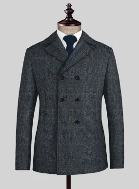 Harris Tweed Country Blue Pea Coat
