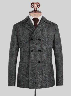 Harris Tweed Welsh Gray Pea Coat
