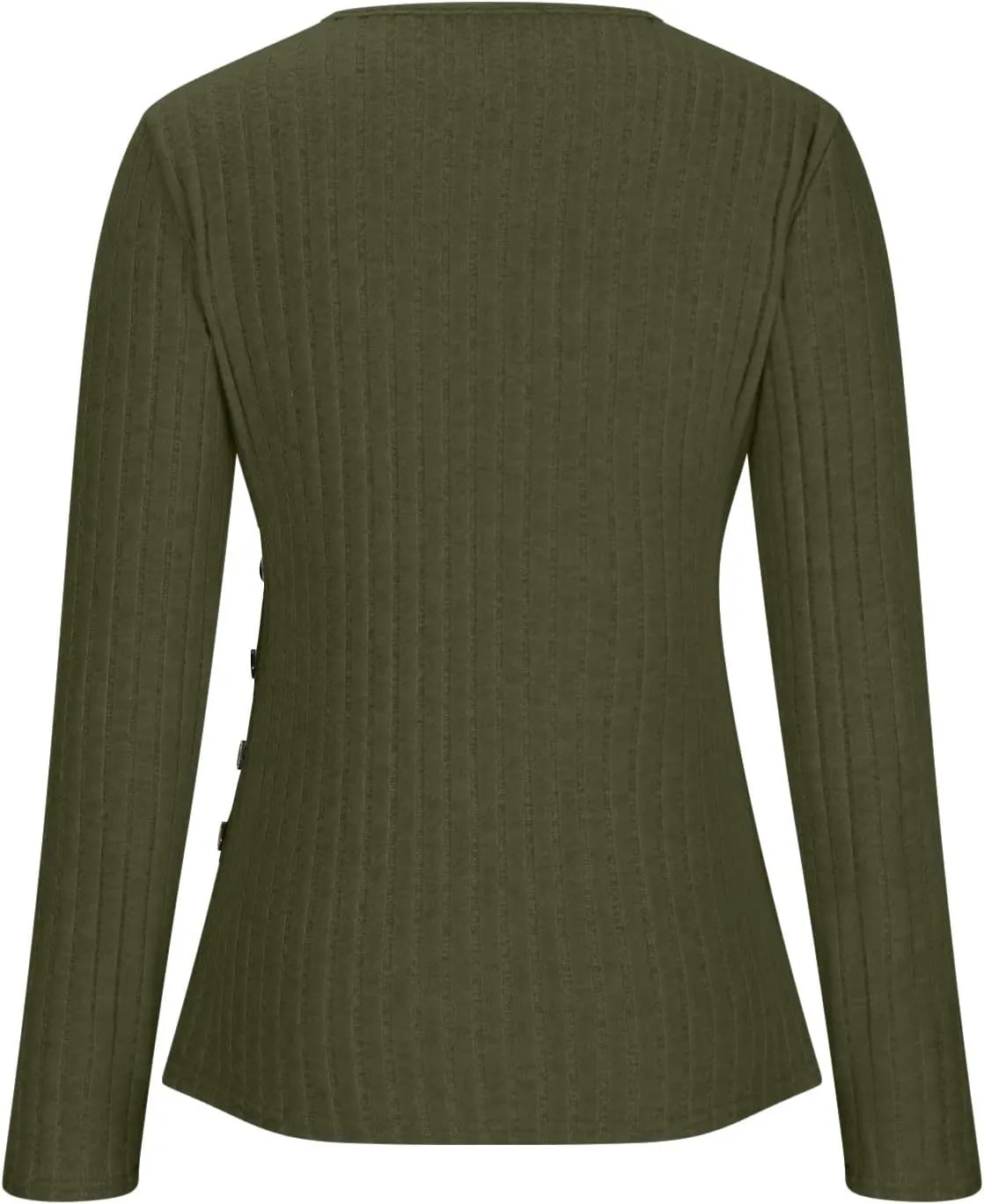 HGps8w Women's Long Sleeve Ribbed T-Shirt, Sexy Slim Fitted V Neck Wrap Ruched Blouses Pullover Business Casual Tunic Tops