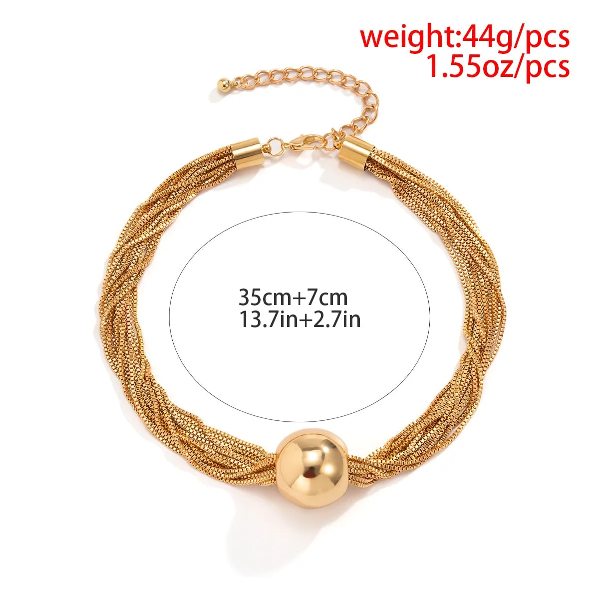 Ingrid Ball Pendant Choker Necklace - Gold or Silver