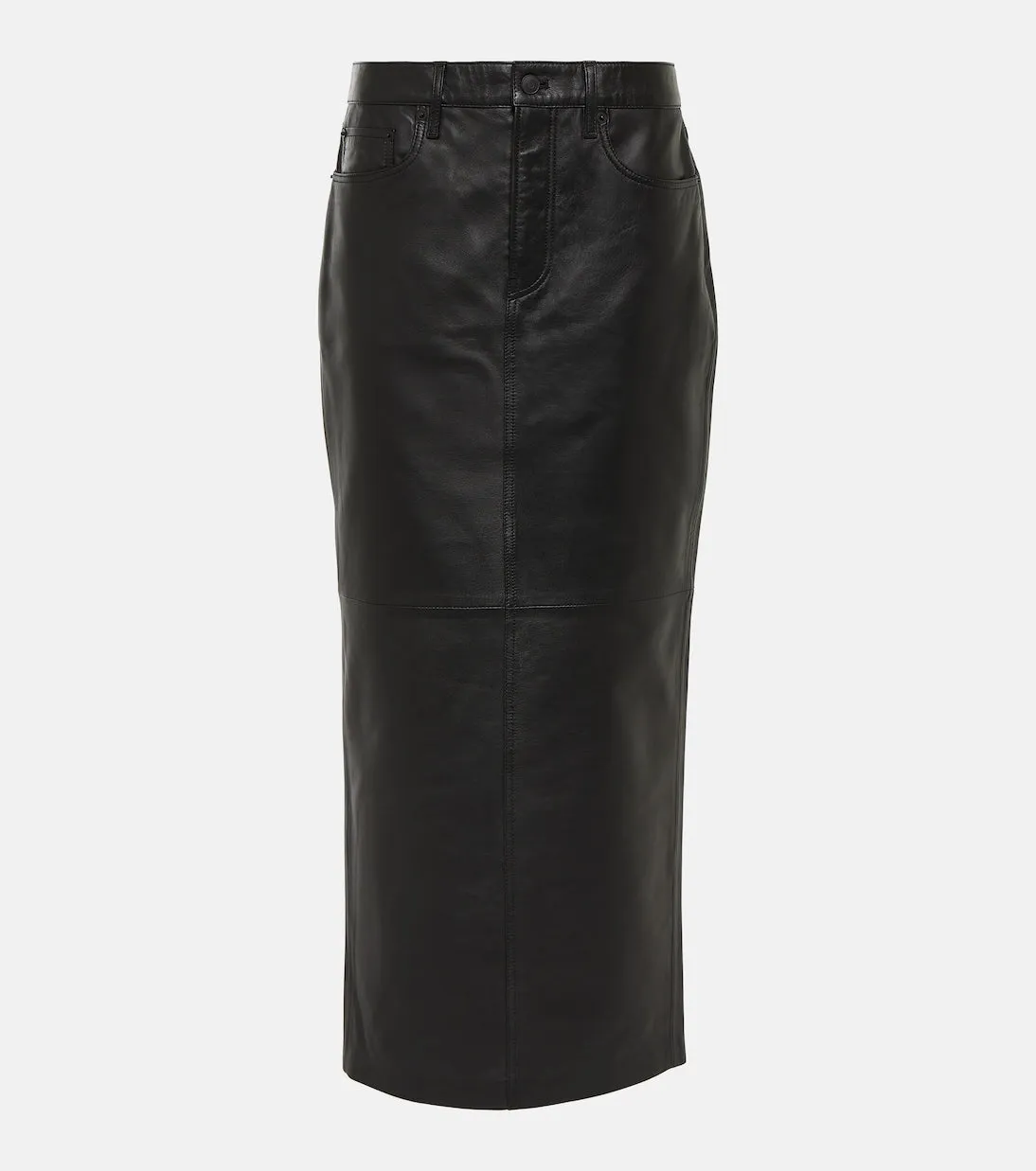 Leather maxi skirt with back slit Wardrobeyc, black