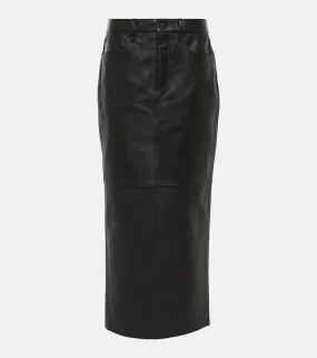 Leather maxi skirt with back slit Wardrobeyc, black