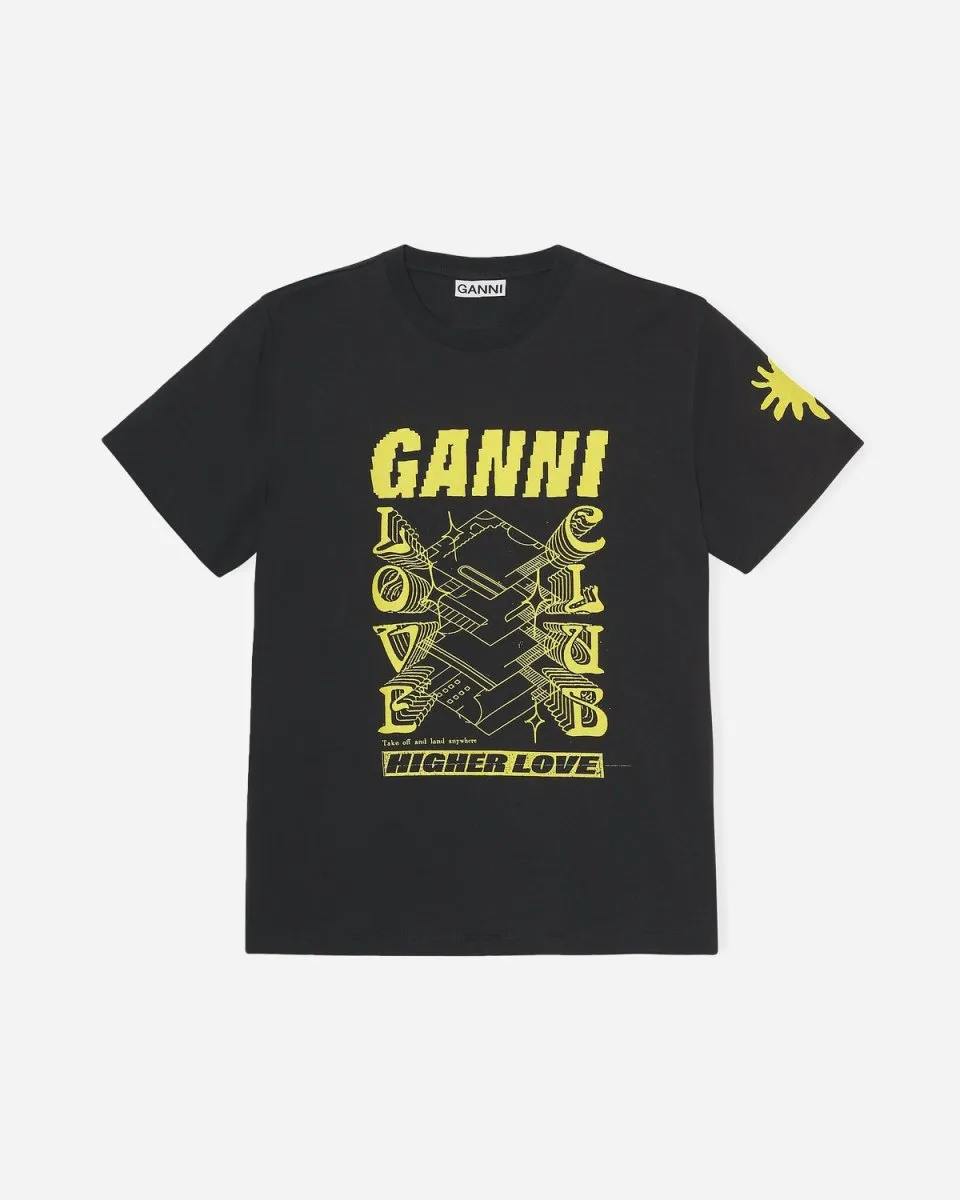Love Print O-neck Relaxed T-shirt - Phantom