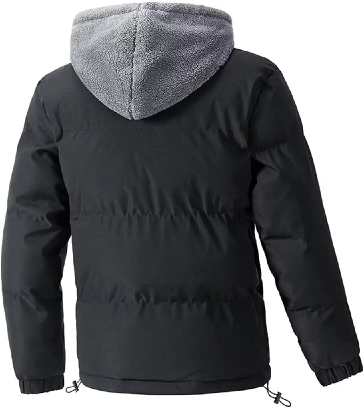 Mens Thermal Puffer Jacket Hooded Ski Puffer Jacket Waterproof Long Sleeve Coats Thicken Winter Warm Overcoats