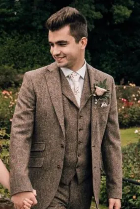 Mens Winter Coat Brown Tweed Blazer For Him Wedding Tweed Coat Winter Outwear Prom Wear Bespoke Tailoring